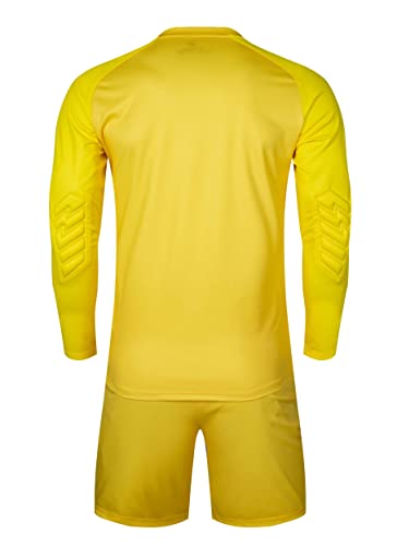 Men's Soccer Goalkeeper Jersey Set - Padded Shirt Shorts Socks, 14 Years Yellow