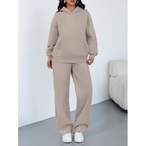 Trendy Queen 2 Piece Lounge Sweat Sets Plus Size Fall Fashion Matching Sweatsuits Wide Leg Pants Travel Outfit Winter Clothes
