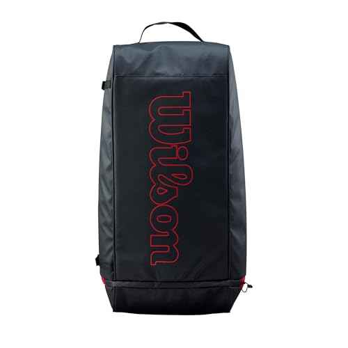 Wilson Sport Duffle Bag - Black/Red, Holds Soccer Balls and Volleyballs
