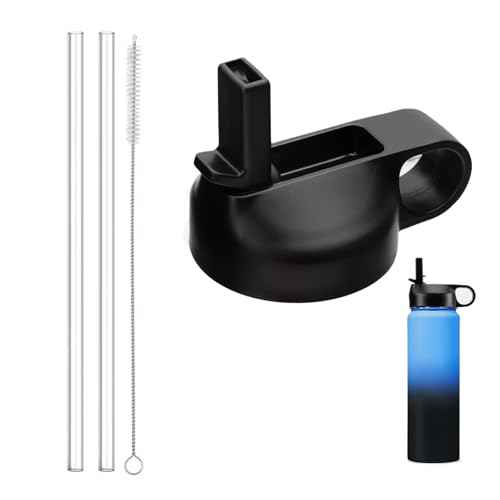 Lid Replacement Compatible with Hydro Cell Wide Mouth Bottle 64 oz, 40 oz, 32 oz, 24 oz, 18 oz, 14 oz,with 2 straws and 1 straw brush