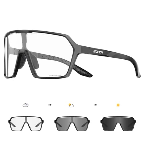 SCVCN Photochromic Cycling Glasses Sport Sunglasses Clear MTB Men Women BMX Running Driving