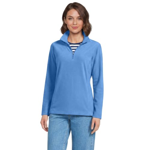 X-Large Women's Fleece Quarter Zip Pullover - Muted Cobalt Blue
