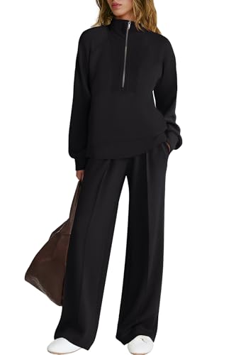 Women’s 2 Piece Tracksuit Set Small Black Half Zip Long Sleeve Fall Outfit