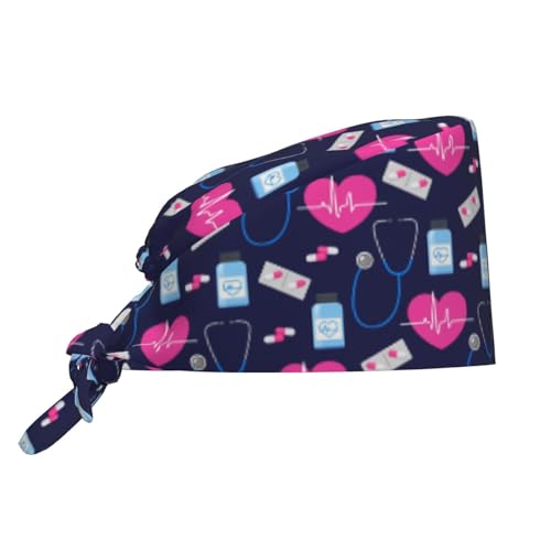 Working Cap Scrub Cap with Sweatband Adjustable Tie Back Hat for Women Nurse Dentist