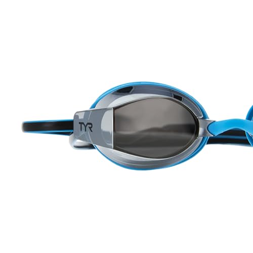 Youth Racing Swim Goggles Black Ops 140 EV Mirrored Competition Goggles - Wide Vision, Anti-Fog, UV Protection, Silver/Blue/Black