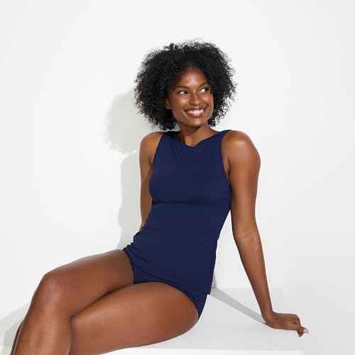 Lands' End Women's High Neck UPF 50 Modest Tankini Top Swimsuit