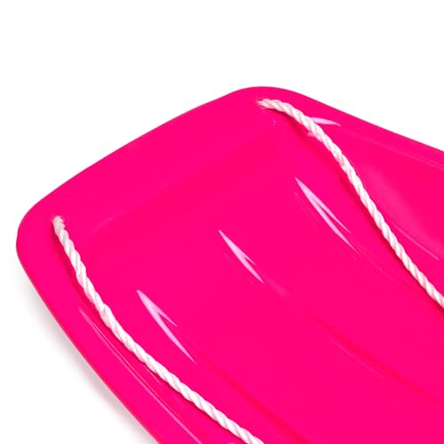 Pink Kids Plastic Toboggan Snow Sled with Pull Rope & Handles - 35 Inches