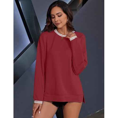 AKEWEI Womens Casual Crewneck Sweatshirts Long Sleeve Shirt Lightweight Tunic Pullover Tops S-XXL