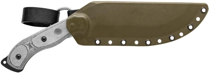 Tops Knives Bushcrafter Kurkri 7.0 Full Tang Fixed Blade- Black Traction Coating Blade Finish- OD Green Kydex Sheath w/Dangler