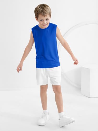 Poroka 4 Pack Boys' Dry-Fit Athletic Tank Tops - Large Black Yellow Navy Royal Blue