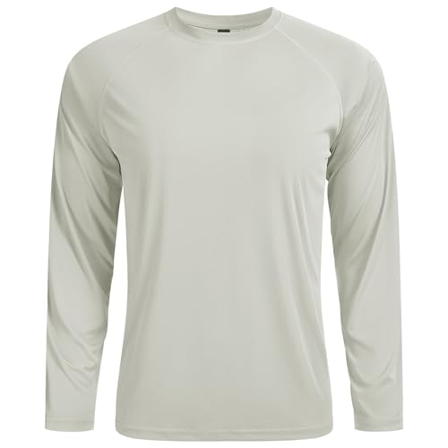 Men's Short Sleeve UPF 50 Sun Protection Rash Guard Shirt for Fishing & Running - Gray, Large