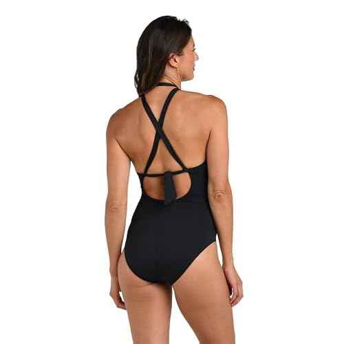 La Blanca Womens One Piece Swimsuit High Neck Keyhole Island Goddess
