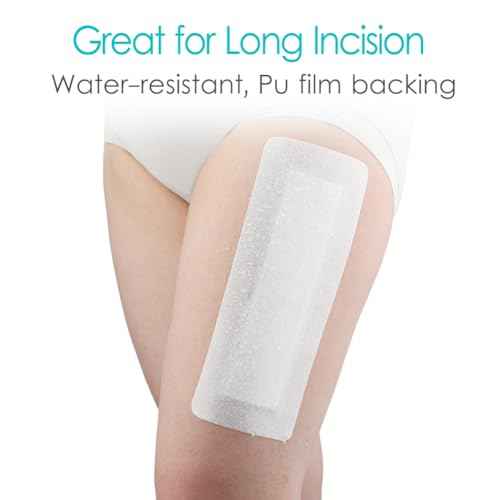 Breathable Waterproof Adhesive Island Dressing for Knee/Hip Replacement Wound Incisions Bandages Bordered Gauze 4"X10" with 2"x8" Non Stick Pad No More Wounds Sticking Pack of 10