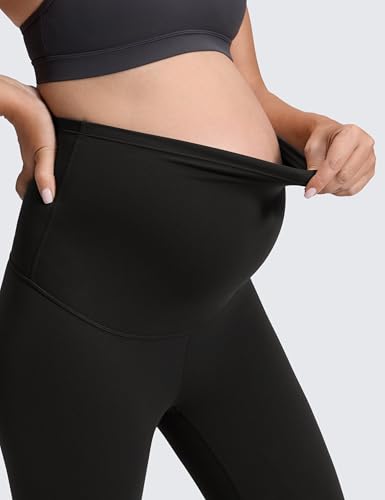CRZ YOGA Maternity Leggings 25 Inches Small Black - Comfortable Pregnancy Pants