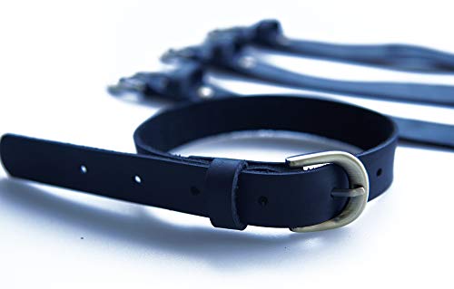 Genuine Leather Stirrup Straps with Metal Buckle Adjustable Length - 4 Pack