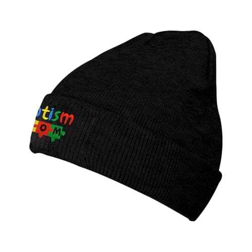 Fish Embroidery Beanie Hat Winter Warm Knit Cuffed Skull Cap for Women Men