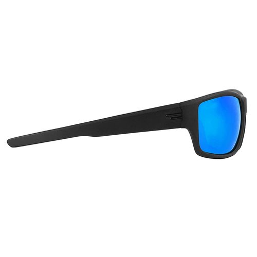TOROE Eyewear FIELD Wrap Around Sport Sunglasses With Polycarbonate Polarized Lenses, Lightweight TR90 Frame (Matte Black | Black Emblem, Baja Blue (C3))