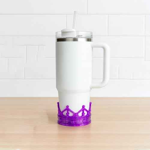 Regal Crown Protective Boot for Stanley Cup Accessories, Sturdy TPU Bottom Sleeve Cover for Stanley Quencher H2.0 40oz & 30oz, Fits Hydro Flask, Simple Modern with 2.9" Base - Purple