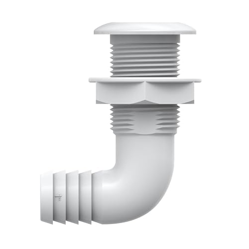 1-1/8 Inch White Angled Thru Hull Fitting with Check Valve - Marine Marine Plumbing