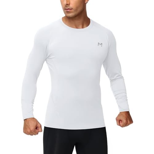 Mens Compression Shirt Long Sleeve Quick Dry Athletic Workout Gym T-Shirt SPF Running Top Sport Undershirt Base Layer