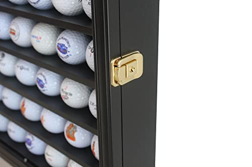 Golf Ball Display Cabinet Wall Mount with Lockable Door & Green Felt Background - Holds 49 Balls