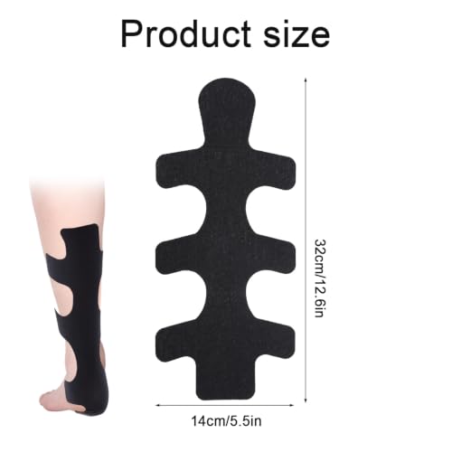 Black Precut Kinesiology Tape for Achilles Tendon Support - 12pcs