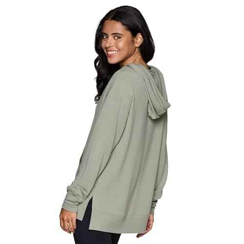 RBX Active Women's Hoodie Tunic in Regular/Plus Sizes, V-Neck Relaxed Fit Lightweight French Terry Sweatshirt with Pocket