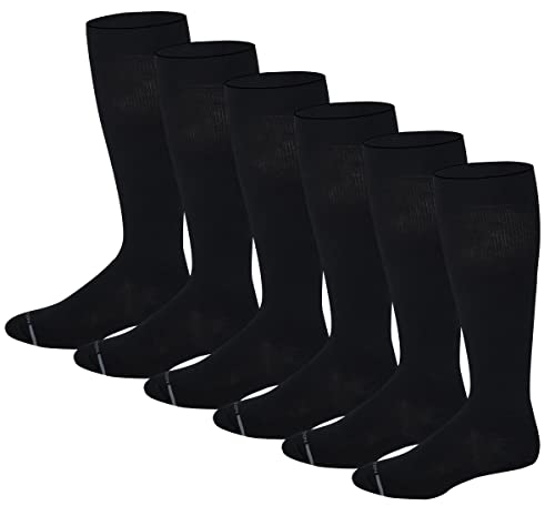 Men's Compression Knee High Socks 6 Pairs - Black - Everyday Support