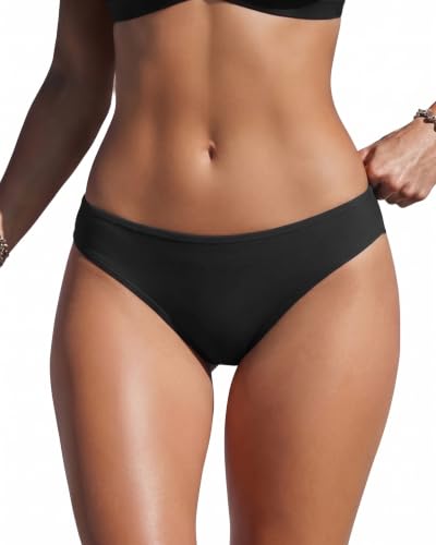 Women's Low Rise Full Coverage Bikini Bottoms - Non-Strappy, X-Small, Black