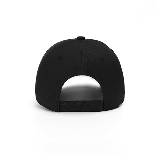 Unisex Adjustable Baseball Cap Set - 12 Black One Size Caps - Plain Design