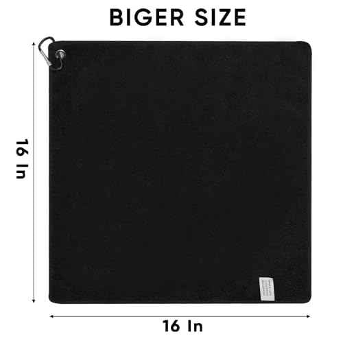 Fishing Towel with Clip, Microfiber Towels Accessories for Fishing Rag, Sports Fitness, Camping, Workout, Soft and Quick-Drying, Bigger Size -16x16 inches, 3 Pack Black