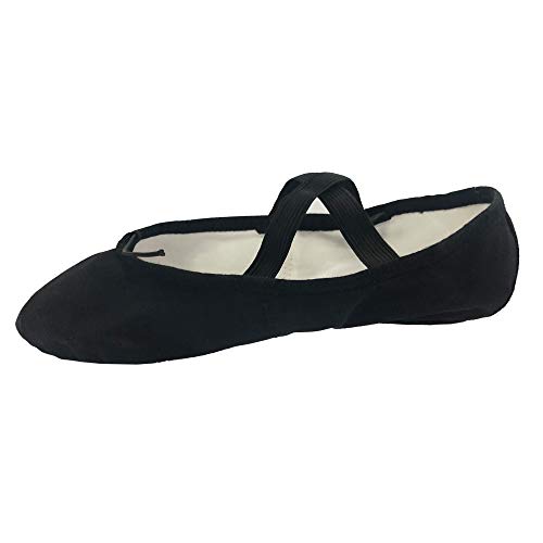 Danzcue Adult Split Sole Canvas Ballet Slipper - Black 8.5