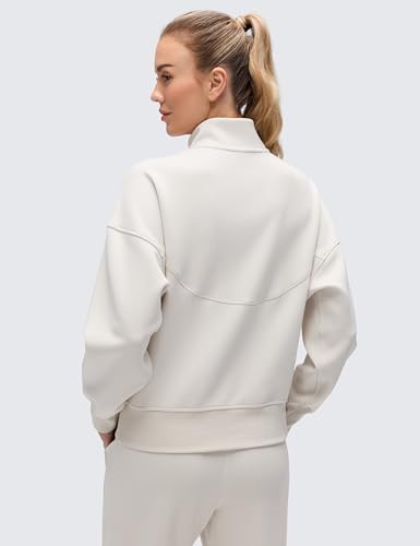 CRZ YOGA SoftAura Full Zip Sweatshirt for Women - Medium Milky White