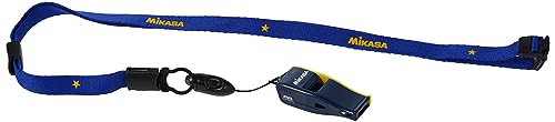 Mikasa Professional Whistle with Lanyard - Small Navy/Yellow, FIVB Certified