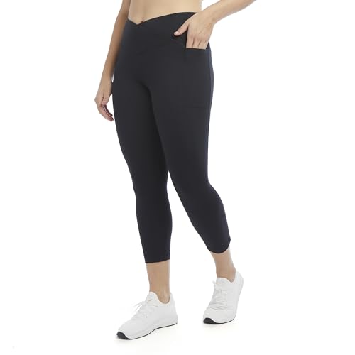 Danskin Women's Endurance Crossover Waist Crop Leggings - Large Black Salt