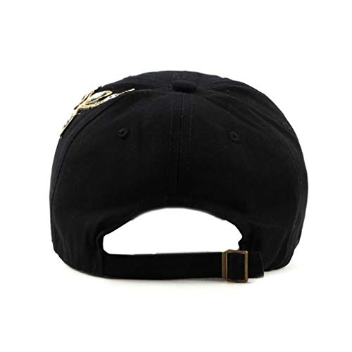 Women’s Rhinestone Baseball Cap Sun Hat with Flower Embellishments - Adjustable Denim, Black, 6 3/4-7 1/2