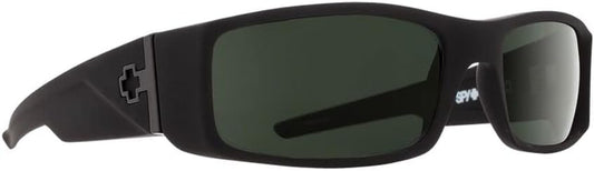 Spy Hielo Sunglasses - Soft Matte Black Frame with Grey Green Happy Lens