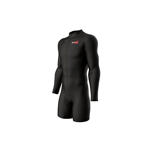 Sparx Long Sleeve Winter Cycling Thermal Skinsuit Pro Team Bicycle Suit Bike Racing Suit Cycle Kit 3D Pad (Black, M)