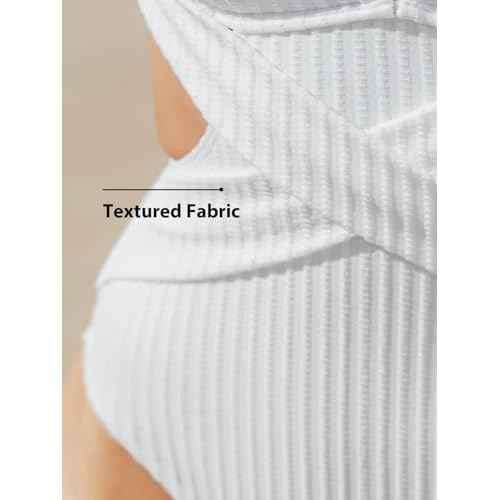 CUPSHE Women's One Piece Swimsuit High Neck Cutout Ribbed Texture Back Hook Hollow Wrapped