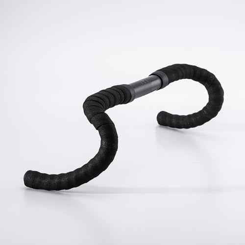 Fabric Logo Handlebar Tape - Road Bike Bar Tape with Handlebar Plugs and Finishing Strips - 200 x 3 cm - 2.5mm Thick Black