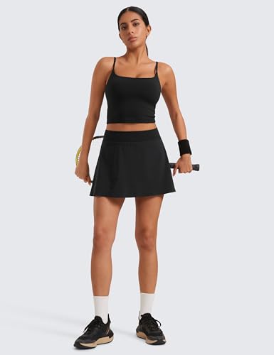 High Waisted Flowy Tennis Skirt - Large Black | Athletic Skirt for Tennis & Golf