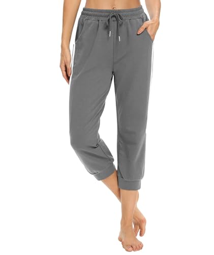 KaiDi Women's Dark Gray Capri Joggers with Pockets - Casual Sportswear