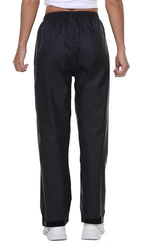 BenBoy Women's Waterproof Rain Pants Large Black-White Lightweight Rainwear