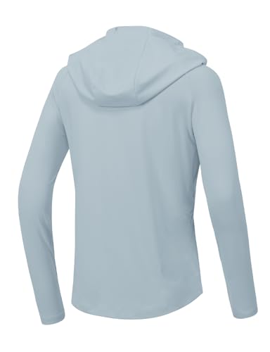 Women's UPF 50+ Sun Protection Hoodie Shirt Long Sleeve Outdoor UV Lightweight Sky Blue Medium