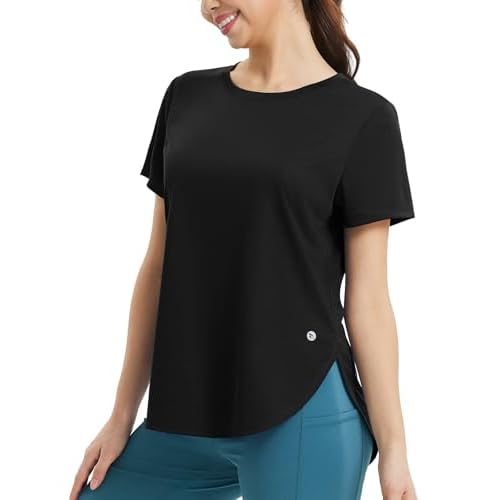 baleaf Women's Short Sleeve Workout Tops Athletic Running Shirts Quick Dry T-Shirts Loose Fit Gym Yoga Tee UPF 50+