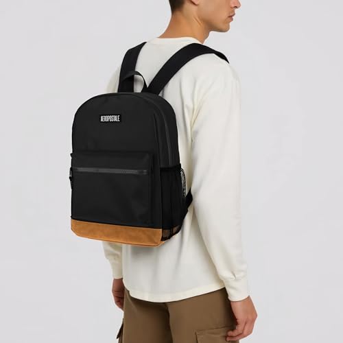AEROPOSTALE Upgraded Fieldtrip Unisex Backpack - AE Mens and Womens Bag for Everyday Use (Black)