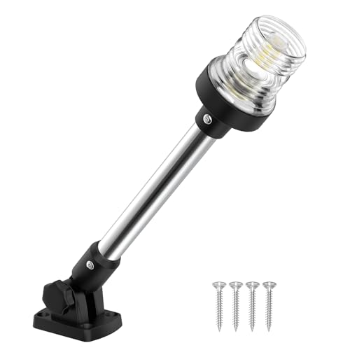 QLOOASEA 12 Inch Marine Stern Light Waterproof LED Navigation Boat Light - White, IP67, 3NM USCG Compliant