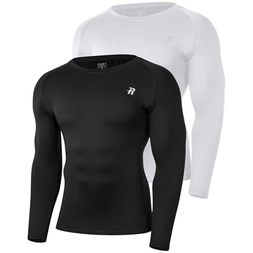 Runhit Compression Shirts for Men Long Sleeve Cool Dry Workout Undershirts Athletic Running Base Layer Top for Sports Gym