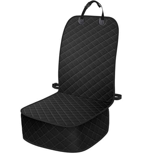 Dog Car Seat Covers, Waterproof Front Seat Cover for Dogs, Scratch-Proof, Nonslip Pet Passenger Seat Cover Protector, Universal Fit for Cars Trucks SUVs, Standard Size, Black