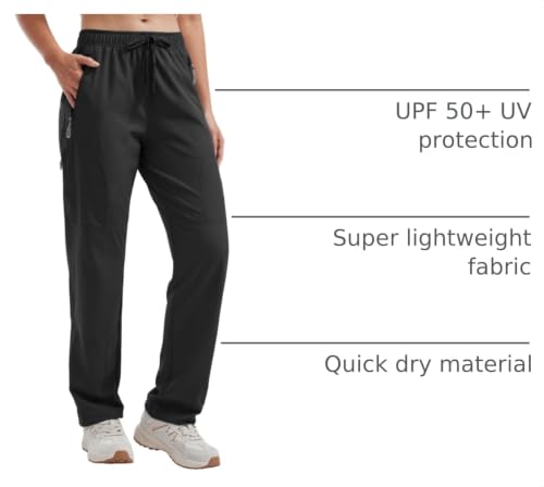 Libin Women's Hiking Pants Cargo Pants Lightweight Quick Dry Casual Safari Black 29" Large